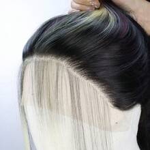 13x4 Lace Front Wig For Women Black Glueless Wig Synthetic Lace Wig Pre Plucked HD Lace Straight Wig Ready To Wear Long Straight Brown And Blonde Wig 28inch - Sọc Skunk vàng - Xem 6