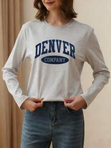 秋冬新款宽松休闲圆领可爱图案印花长袖T恤女