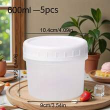 5 buc recipiente pentru prânz de 400 ml/600 ml cu capace - borcane reutilizabile pentru iaurt, ovăz peste noapte, pregătirea meselor - cuptor cu microunde și mașină de spălat vase, recipiente pentru pregătirea meselor, pahare de mic dejun cu iaurt și ovăz, cutii de prânz, depozitare portabilă din plastic de mare capacitate