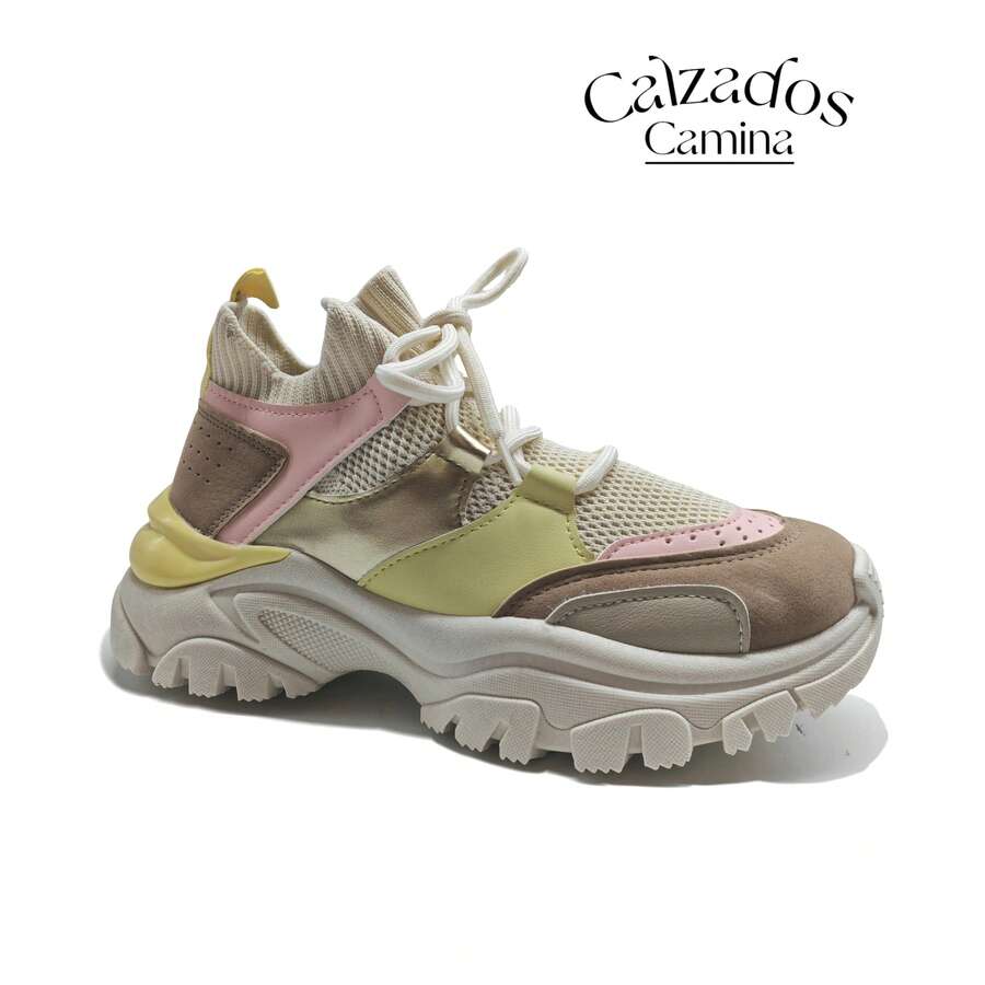 Zapatillas deportivas casuales para mujer, planas, cómodas y fáciles de llevar, versátiles y duraderas. Zapatillas de moda con suela plana que no cansan los pies, ideales para el uso diario y el trabajo. Zapatillas deportivas de plataforma adecuadas para universitarias y para todas las estaciones. Diseño clásico y elegante, calzado femenino moderno y cómodo con suela gruesa de colores y estilo casual. - Beis - Ver 1