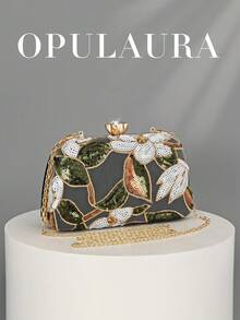 Túi cầm tay OpulAura thêu hoa sequin, túi xách chắp vá sequin thời trang dành cho nữ, túi dự tiệc tối, cắt ngẫu nhiên, phù hợp cho nữ, thích hợp cho tiệc tùng, đám cưới, vũ hội, kỳ nghỉ. Rất phù hợp cho tiệc tùng, đám cưới, vũ hội, buổi tối/tiệc tối, kết hợp với váy dự tiệc ngày lễ, váy dạ hội và váy sequin. - Màu xanh lá cây đậm - Xem 2