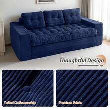 MAXYOYO Convertible Sofa Bed,Pull-Out Double Sofa Bed,2-In-1 Folding Sofa Bed Filled With High-Density Sponge,Folding Floor Sofa With Pillows,Suitable For Living Room,Bedroom,Study - 3 Seater-Navy - 查看 4
