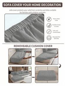 1 buah Sarung Sofa Elastis Minimalis Modern, Terbuat dari Serat Poliester, Dapat Dicuci dengan Mesin, Melindungi Sofa dari Debu dan Kotoran, Cocok untuk Semua Musim, Sarung Bantal Sofa yang Dapat Dilepas & Dicuci - Abu bunga - View 8