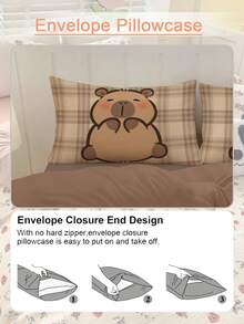 2/3pcs Bedding Set, Cute Capybara Pattern Duvet Cover Set, Soft & Breathable, Suitable For All Seasons, Christmas Decor & Gift, Available In Twin, Full, Queen, King Size, Simple Home Textile, Machine Washable, Autumn Decor, 1 Duvet Cover + 1/2 Pillow Sham (Filler Not Included) - Rust Brown - View 6