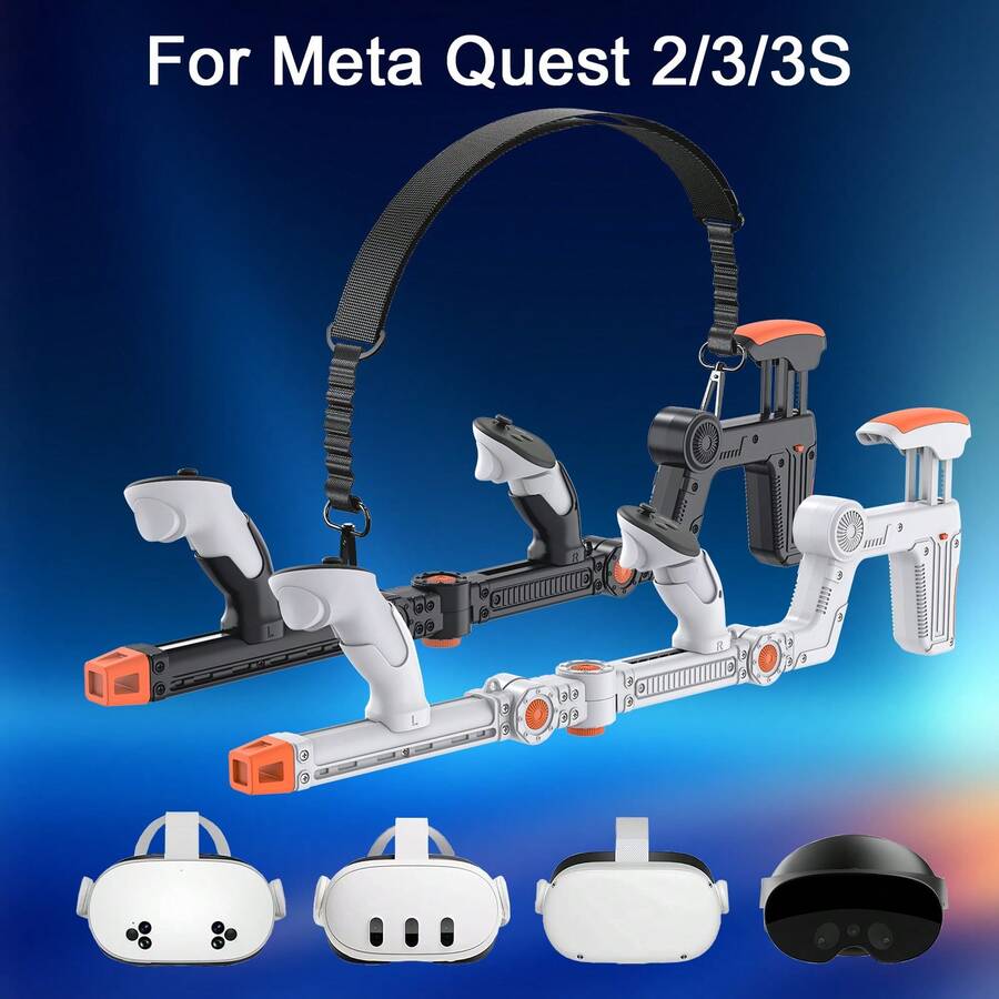 适用于 MetaQuest 2/3/3S 的终极逼真 VR 枪托 | 增强型磁吸握把和更快的换弹速度 | 精准角度调节 | 完全可调节的贴腮板 ...
