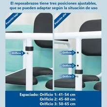 Elevador hidráulico para sillas de ruedas/pacientes de uso doméstico, equipado con una silla de transferencia con asiento dividido, silla de ducha/inodoro portátil junto a la cama y mesa - Negro - Ver 7