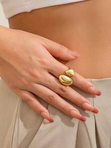 Set de inele din oțel inoxidabil la modă, cu formă de lacrimă, pentru femei, potrivite pentru purtare zilnică, evenimente formale, petreceri și cadouri pentru prieteni - Multicolor - Vizualizare 4