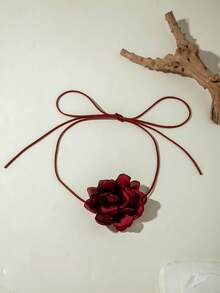 imoli 1 chiếc vòng cổ dây polyester họa tiết hoa thanh lịch, đa năng để đeo hàng ngày, dự tiệc, hẹn hò, làm quà tặng - 30672-nek-đỏ - Xem 4