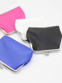 1 Pcs Genuine Leather Double Layer Coin Purse Mini Wallet With Frame Closure Premium Cowhide Compact Money Organizer Special Occasions Party Wedding Gift Holiday Celebration Christmas Valentine's Day Anniversary Birthday Mother's Day Graduation Halloween Present For Her Best Friend Girlfriend Wife Daughter Sister Mom Female Loved Ones Everyday Essential Fashionable Versatile Timeless Classic Gift Idea For Women. - 黑色 - 查看 5