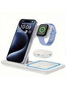 3-In-1 Foldable Wireless Charger, Includes Phone Stand, Foldable Fast Wireless Charging Pad Compatible With IPhone 17/16/15/14/13/12/11/X/XR/X - Multicolor - View 6