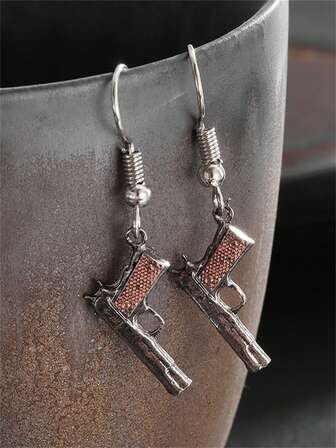 1对时尚简约枪形耳环，酷炫朋克摇滚耳钉，派对/节日礼物