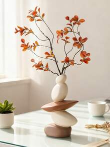 Jarrón de piedras abstracto, opción de decoración del hogar moderna, adecuado para la sala de estar, la mesa de entrada y el dormitorio. Una pieza decorativa central de moda, encaja perfectamente en espacios bohemios y minimalistas, adecuada para todas las estaciones, también se puede usar como decoración con tema de otoño. Eleva tu estilo interior con un toque artístico. - Multicolor - Ver 7