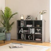 Wood Storage Cube Bookcase 3 Tier 8 Cube Open Shelf Storage Cabinet Multipurpose Bookshelf Display Shelf For Living Room Bedroom Kid's Playroom Reading Nook Grey - Grey - View 2