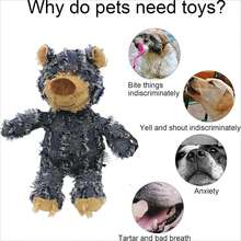 Pet Plush Toys, Durable Dog Chew Toys, Cute Beggar Bear Dog Squeaky Toys, Stuffed Plush Dog Toys Ideal Pet Gift For Small, Medium, And Large Breeds Blue S - 藍色 - 查看 4