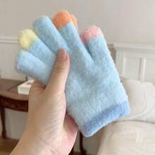 1PC Colored Macaron Woolen Warm Gloves, Cold-Proof And Antifreeze Handwritten Characters, Five Fingers, Gifts For Family And Friends, Daily Attendance Street Party Activities, Halloween Christmas Gifts For Family And Friends Are The First Choice - Màu Hồng  Dưa hấu - Xem 3