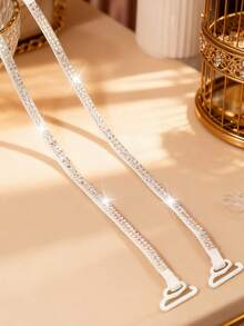 2/4/6pcs Rhinestone Solid Color Adjustable Bra Straps, Thin Sparkling Shoulder Straps, Women Lingerie Accessories - Suitable For Dresses And Daily Wear - Multicolor - View 4