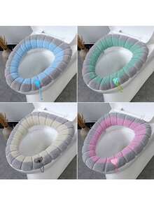 1pc Thickened Toilet Seat Cover, Suitable For All Seasons, Home Use, Knitted Toilet Seat Cushion - Multicolor - View 4