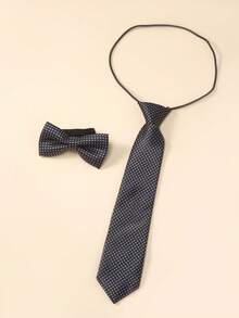 2pcs Kids & Teenager Fancy Outfit Set, Black Bowtie & Necktie Decoration, Suitable For Performance, Formal Party, Graduation Ceremony - Black - View 9