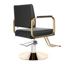 WOBENFOG Barber Salon Chair, 440lbs Height Adjustable Salon Beauty Spa Hair Styling Chair With Footrest, 360° Rotating Professional Salon Chair For Barber Shop Home & Spa - 黑色,金色 - 查看 7