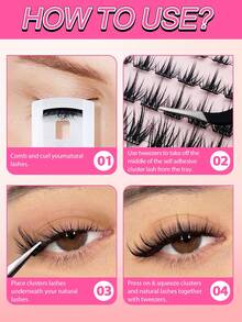 Bộ 60 sợi mi giả tự dính hình chữ C, không cần keo, dán mi giả DIY, có thể tái sử dụng, dễ dàng và tiện lợi, không để lại cặn keo, có thể tự dán tại nhà, chiều dài 8-16mm. - màu đen - Xem 9