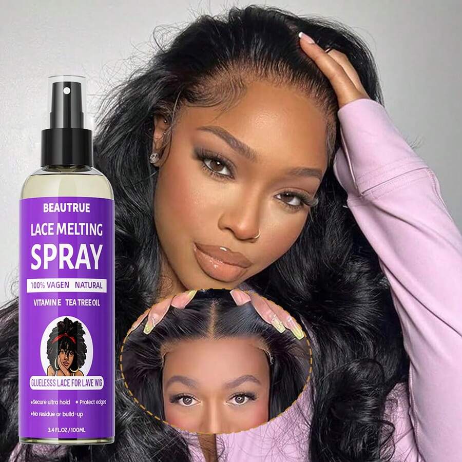 100毫升超强定型蕾丝假发胶水喷雾，速干蕾丝熔化喷雾，蕾丝假发胶水，蕾丝粘合喷雾，持久隐形蕾丝，自然蕾丝熔化定型喷雾 - 100ml - 查看 1