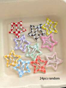 100 st. rutiga Y2K pentagram BB-klämmor, söta järnlegering pentagram BB-klämmor håraccessoarer - flickor Y2K pentagram tryckknappar, halkfria, damaccessoarer - lämpliga för dagligt bruk, fest, dopamin färgglatt fest huvudperson kombinationsset, kloklämmor, hårklor, hårspännen, hårspännen, huvudaccessoarer, hårnål - Multifärgad - Visa 25