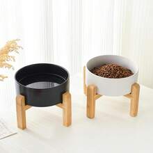 Ceramic Raised Cat Dog Bowl Dog Food Water Bowl With Elevated Non-Slip Bamboo Stand Dishwasher Microwave Anti Vomiting Heavy Duty Pet Bowl For Cat Small And Dogs Puppy - Multicolor - View 7
