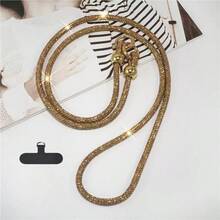 1条奢华水钻手机挂绳，长款斜挎式女士高端全钻吊链，新款精致闪亮腕链，高端包包链，流行相机防丢带 - 彩色 - 查看 9