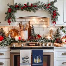 2pcs Highly Absorbent Polyester Festive Christmas Kitchen Towels - Blue Tree Design, 18x26 Inches For Holiday Home Decor, Cooking, Baking, And Cleaning - 2pcs - View 7