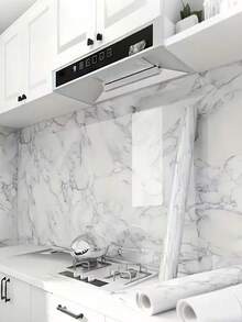 1 Roll Smooth Surface Marble Pattern Self-Adhesive Wallpaper - Waterproof, Heat Resistant, Oil Resistant, Suitable For Kitchen And Bathroom, Easy To Apply Furniture Renovation Sticker - Multicolor - View 5
