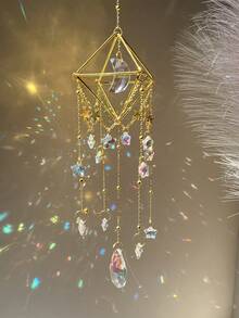 Diamond Frame Crystal Moon & Star Garden Decor Sun Catcher, Hanging Ornament, Christmas Decoration, New Year Gift, Holiday Party Decor - Multicolor - View 7