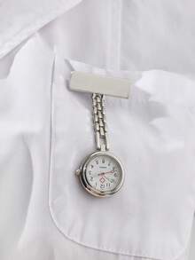 1只护士手表，金属材质，清晰刻度表盘，易于读取时间，夜光指针，针扣，适合护士及其他医务人员佩戴。 - 銀色 - 查看 3