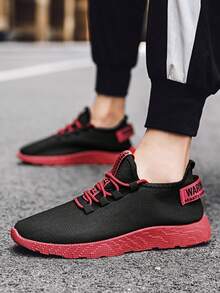 1 Pair Of Shoes Men's Sports Shoes Breathable Men's Casual Shoes Competition Shoes Fashionable Casual Shoes Men's Running Shoes - Red - View 2