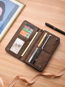 时尚男士长款钱包，商务多卡位大容量单拉链长款钱包，男士零钱包和手机袋 - 彩色 - 查看 4