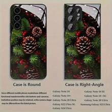 Funda de Teléfono de Vidrio Navideña para iPhone 17air/16E/15/14/13/12/11 Plus, Pro, Promax, X/XS/XR/XSMAX, para Samsung Galaxy A03/A03S/A05S/A06/A07/A11/A12/A13/A14/A15/A16/A17/A22/A22/A23/A26/A31/A32/A34/A35/A36/A52/A53/A73, S21/S22/S23/S24/S25 Plus, Ultra, Funda de Vidrio Reflectante, Buena Agarre, Protección de Borde Suave, Adecuada para Hombres y Mujeres - Negro - Ver 9