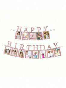 1 Set Happy Birthday Photo Frame Banner, Birthday Party Supplies Happy Birthday Banner - Multicolor - View 7