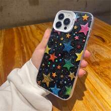 1 pieza stylish phone case with star design compatible with 17/16 Pro Max and 12/11 Pro, featuring a matte shock-absorbing back, diseño minimalista, protector navidad Christmas, accesorio smartphone, regalo moderno para fiestas y eventos navideños - Multicolor - Ver 4