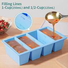 Silicone Freezer Tray For Sauce Cube: GGOW Silicone Freezing Tray For Broth Soup Storage - Freeze 250mL 125mL Souped Portion - 藍色 - 查看 2