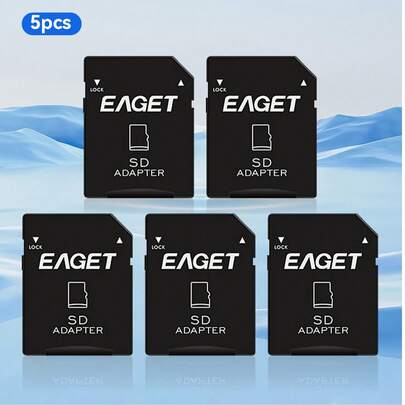 EAGET 5pcs TF Card To SD Card Adapter, Compatible With TF Card To Micro SD/SDHC Storage Card, Suitable For Camera, PDA, And Various Devices