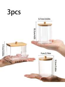3 Piecesswab Storage Box Set Is Suitable For Storing Round Swabs, Makeup Pads, Dental Floss Picks, Etc., And Is Perfect For Bathroom Vanity Storage. - Multicolor - View 12
