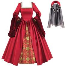 Vestido de corte Tudor - Vestido real de Ana Bolena y Elizabetano - Rojo - Ver 1