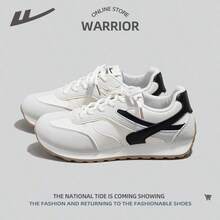 WARRIOR 1双女士运动防水多功能情侣平底系带拼接皮革低帮休闲户外时尚鞋，夏季 - 米/灰/黑 - 查看 14