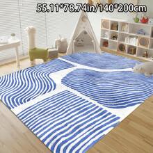 Area Rug, 200x200cm - Elegant Blue And White Wave Pattern, Soft Surface With Non-Slip Base, Machine Washable, Perfect For Living Room, Bedroom, Etc., Bedroom Decoration |   Modern Decoration |   Machine Washable Mat - 彩色 - 查看 2