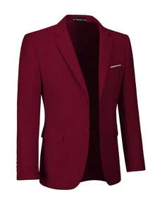 Chaqueta de traje para hombre, ropa de hombre de dos botones, elegante, de corte slim, de solapa única, blazer de fiesta para hombre, ropa formal de negocios para hombre, traje de boda, talla XS-3XL, ropa de vacaciones para hombre, regalo del Día de San Valentín para hombres - Burdeos - Ver 7