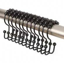 6个装不锈钢双滑球浴帘挂钩 - 防锈，滑动顺畅的双环设计，适用于浴室 - 彩色 - 查看 9