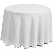 Gee Di Moda - Mantel redondo de 120 pulgadas, color morado para mesas redondas de 60 a 96 pulgadas, tela lavable resistente, para mesa de buffet, fiestas de día festivo, cenas, bodas y baby shower(335.3 cm (Redondo) Blanco) - Multicolor - Ver 2