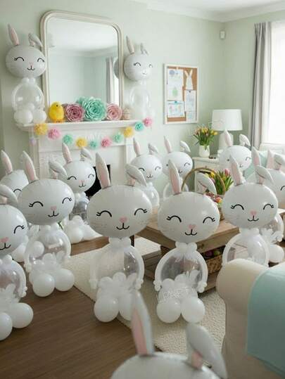 16pcs/Set Easter Party Decorative Balloons, White System Balloons, Suitable For Easter Outdoor Garden Party Decorations, Easter Balloon Arch, Balloon Wreath Decorations