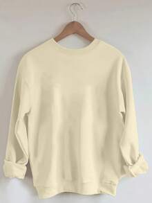 2026 Valentine Outfits For Women Women's White Bear Mom And Bear Hug Print Sweatshirt - Comfortable Crew Neck Long Sleeve Sweater, Soft Casual Pullover, Maternity Friendly For Spring, Autumn, And Winter Wear (No Hem Adjustment) Loose And Comfortable Valentine's Day - 杏色 - 查看 2