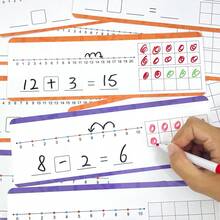 16 PCS Addition Subtraction Within 20 Dry Erase Number Line Cards Children's Mathematics Enlightenment Exercise Cards Teaching Aids For Kindergarten Teachers