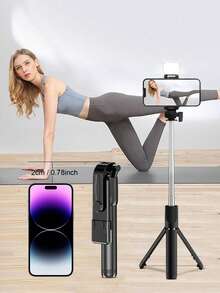 带三脚架、LED 灯和遥控器的蓝牙自拍杆、手机支架，用于直播、摄影和旅行 LED 灯便携式 LED 视频灯可调光，相机和摄像机 Vlogging 用于照片自拍视频录制缩放会议、采访、直播、Vlog、家庭聚会、圣诞派对拍摄、手持自拍、户外活动与 Android 手机兼容，适用于暑假、旅行、补光、户外活动、直播三脚架 - 黑色 - 查看 10